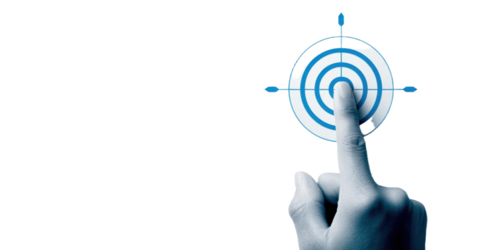 Finger Pressing Center of Target on Transparent Background