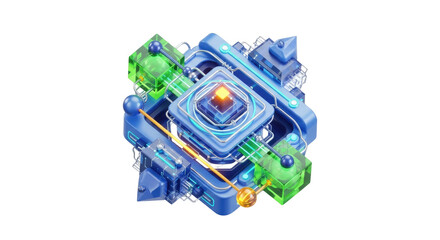 Futuristic digital technology network system with glowing components