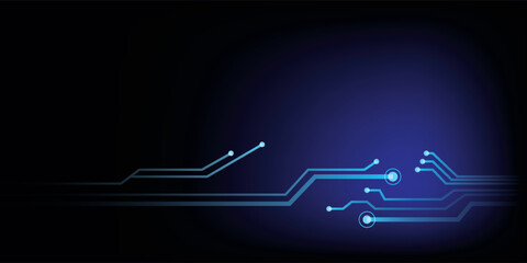 Glowing Blue Circuit Board Design with Interconnected Lines and Nodes.