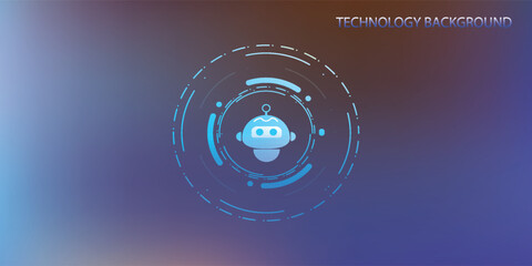 Futuristic AI Robot Head with Glowing Blue Interface Elements.