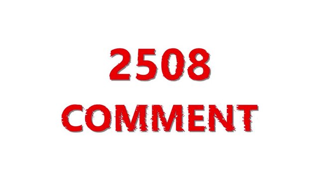 Animated Counter Quickly Increasing Comments from 0 to 5000 comment with red ink drops on a white background