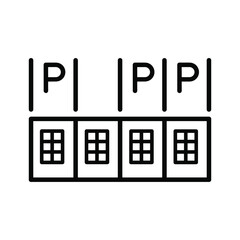 Four parking spaces with p symbols above