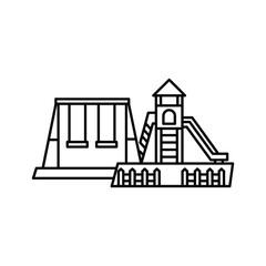 Playground equipment with swings and a slide