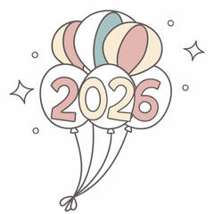 Balloons With Year 2026 And Sparkles bunch new year