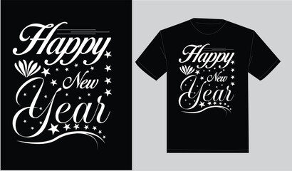 Print ready typography happy new year t-shirt design 2026