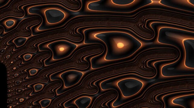abstract fractal-based background, similar to a Mandelbrot set visualization, featuring flowing, organic shapes with a black, brown, and glowing orange color scheme
