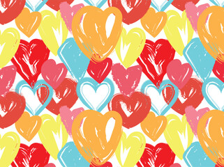 Seamless pattern with heart, abstract heart doodle