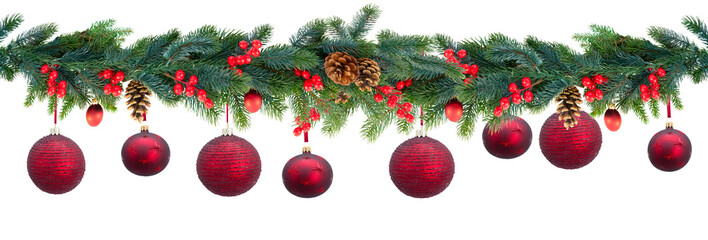 Christmas garland on white