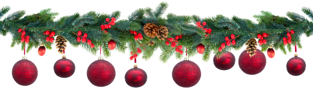 Christmas garland on white