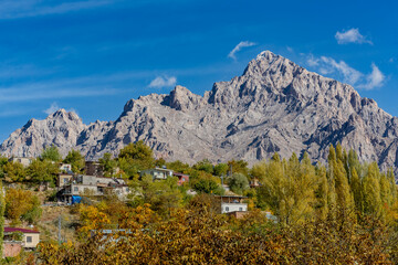 Demirkazık Peak in Niğde Province. Autumn in the Aladağlar Mountains. One of Türkiye's most famous and popular mountain ranges for outdoor sports and mountaineering.