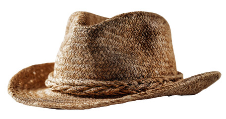Beige straw cowboy hat, slightly worn