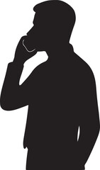 Silhouette of Person Making Phone Call Mobile Smart Calling Communication Speaking Holding Receiver Talking Business Executive Communication Profession