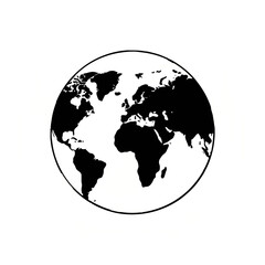 World Map Black and White Outline

