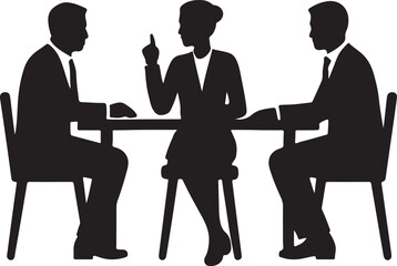 Business Meeting Silhouette Group Sitting at Table Conference Teamwork Communication People Discussion Office Collaboration Brainstorming Presentation Job Work