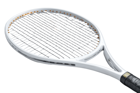 Sleek White Tennis Racket with Gold Accents