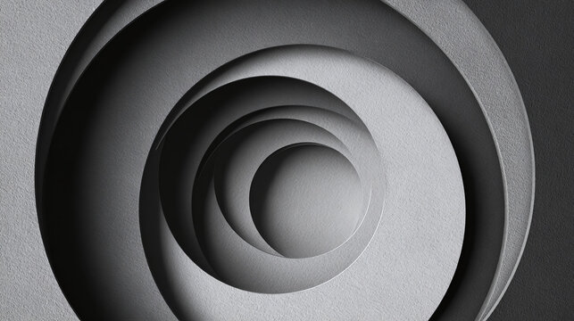 Concentric circles in shades of gray forming a spiral pattern, creating depth and a sense of movement