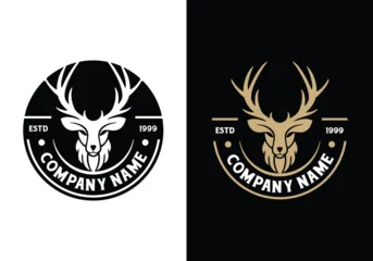 Fototapete Hipster Tiere Deer head emblem badge vintage logo design template  © district4.studio