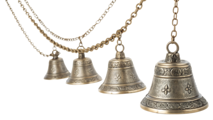 The melodic symphony, a bells dance of chains cut out on PNG. AI GENERATED.
