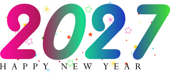 Vibrant Happy New Year 2027 Graphic with Colorful Numbers