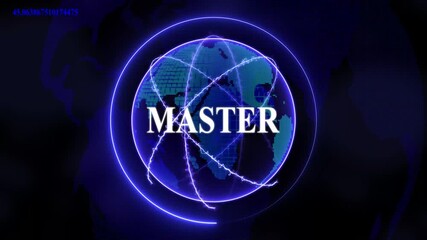 Futuristic MASTER concept. Glowing holographic planet earth digital network with collaboration, innovation and corporate leadership. Business, technology and global connection background. - Powered by Adobe