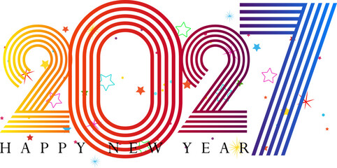 Vibrant Happy New Year 2027 Illustration with Colorful Graphic Design