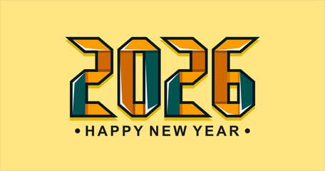 Happy New Year 2026 typography text illustration isolated element. Art Illustration