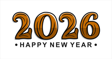 Happy New Year 2026 typography text illustration isolated element. Art Illustration