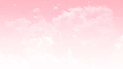 Pink sky with white clouds. valentine's day sweet dream background love and happiness. 