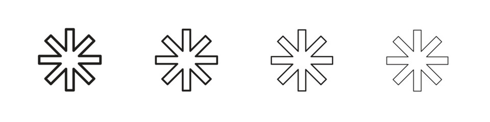 Asterisk icon set. editable stroke eps 10 vector illustration.