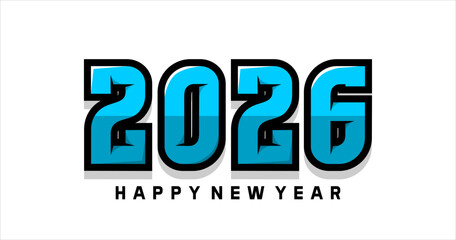 Happy New Year 2026 typography text illustration isolated element. Art Illustration