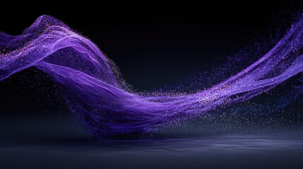 Purple flowing particles on dark background