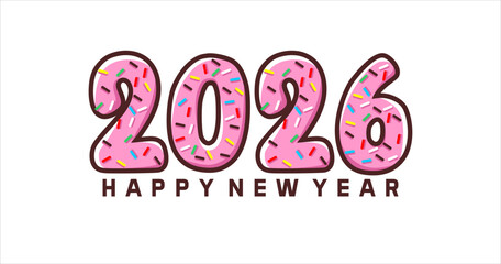 Happy New Year 2026 typography text illustration isolated element. Art Illustration