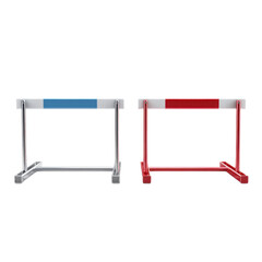 Track and field athletic hurdles in red and blue isolated on background
