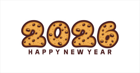 Happy New Year 2026 typography text illustration isolated element. Art Illustration