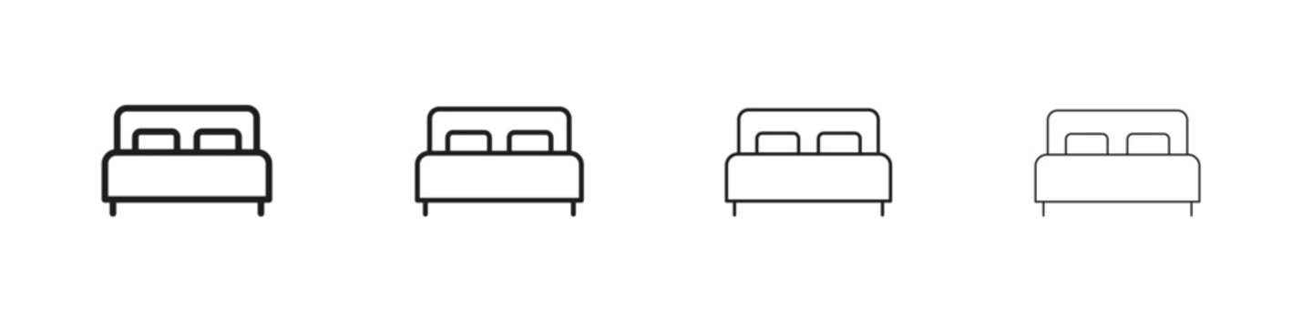 Bed icon set. editable stroke eps 10 vector illustration.