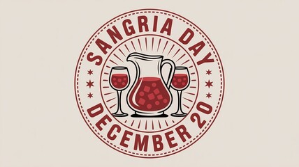 National Sangria Day stamp or badge graphic featuring a pitcher and two wine glasses filled with fruit, observed December 20.