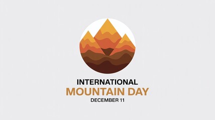 International Mountain Day December 11 Graphic with Stylized Peak Icon, Sunset Colors, and Text for Nature Conservation Campaigns