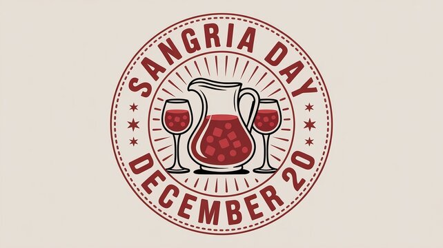 National Sangria Day stamp or badge graphic featuring a pitcher and two wine glasses filled with fruit, observed December 20.