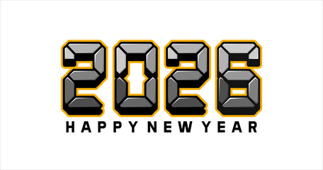 Happy New Year 2026 typography text illustration isolated element. Art Illustration