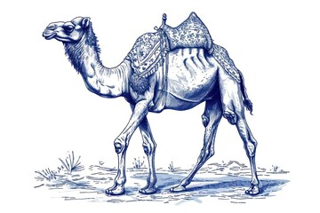Obraz premium Antique of camel drawing animal mammal.