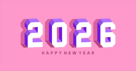 Happy New Year 2026 typography text illustration isolated element. Art Illustration