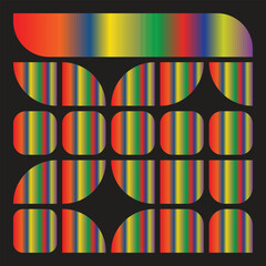 Vibrant Gradient Striped Geometric Shapes — Modern Abstract Color Blocks — Retro Rainbow Minimal Pattern