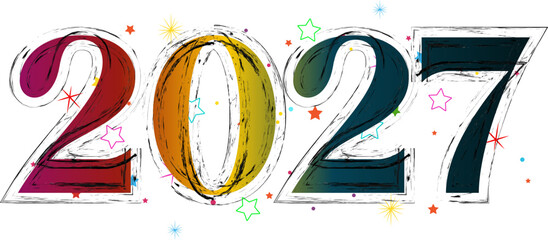 Colorful and festive 2027 graphic element for celebrating the New Year