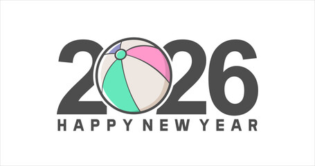 Happy New Year 2026 typography text illustration isolated element. Art Illustration