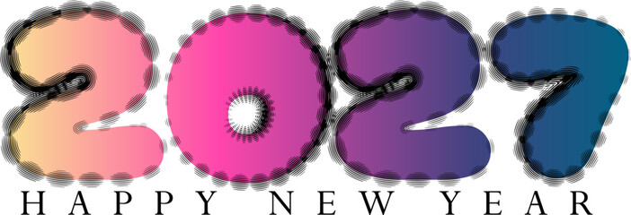 Colorful Happy New Year 2027 Greeting Card with Festive Design