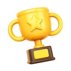 Trophy cup winner success champion icon sign or symbol 3d illustration