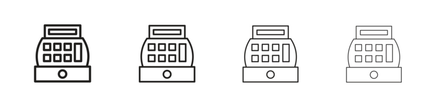 Cash register icon set. editable stroke eps 10 vector illustration.