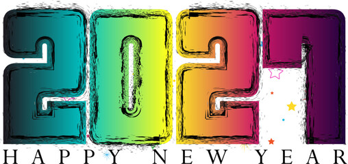 Happy New Year 2021 Colorful Brush Stroke Design Vector Graphic