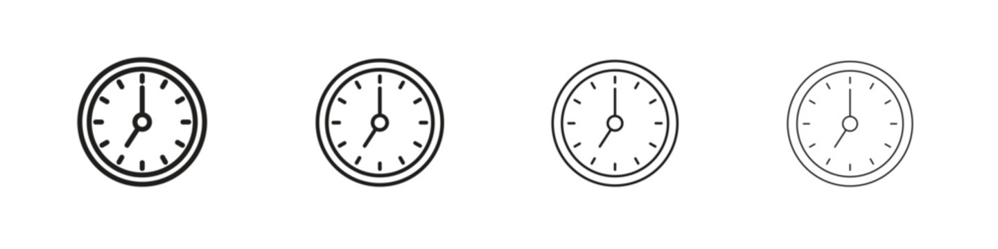 Clock seven icon set. editable stroke eps 10 vector illustration.