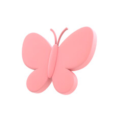 Pink elegant glossy butterfly with ornamental wings Easter decorative element 3d icon vector
